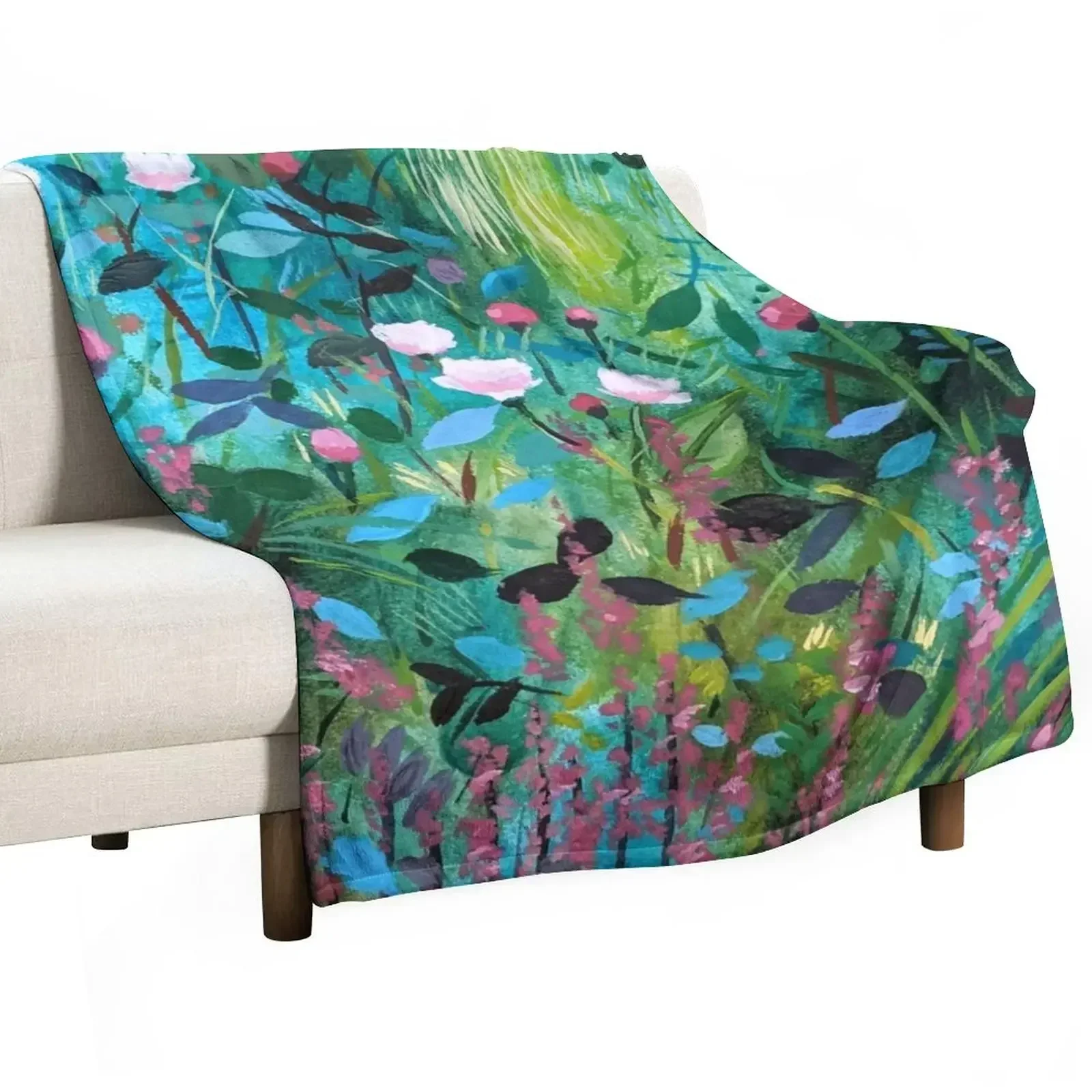 

Orchids and Roses Botanical Painting Throw Blanket Large Personalized Gift Blankets For Bed Blankets
