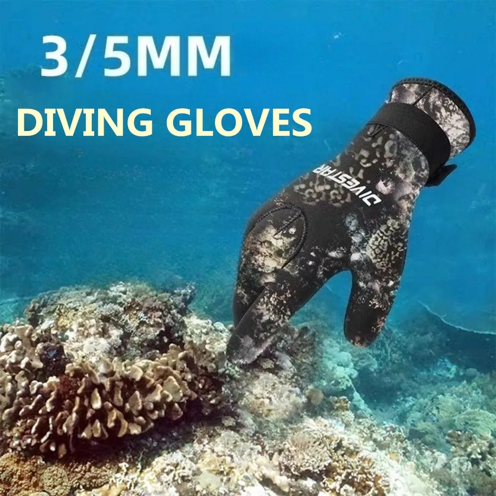 1Pair 3MM Anti-Cut Anti-Stab Diving Gloves Outdoor Warm Non-Slip Scuba Diving Equipment Water Sports Safety Rubber Gloves