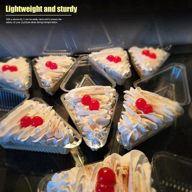 Dessert Packaging Boxes 50Pcs Cake Slice Containers With Hinged Lid Disposable Pie Slice Boxes Individual Cheesecake Containers Cake Carriers