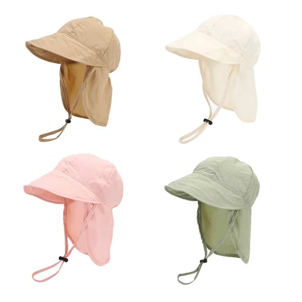 Summer Toddler Sun Hat with Shawl Soft Brim Quick Dry Outdoor Activities Cap for 1-3Y Boys and Girls Beach UV Protection Hat