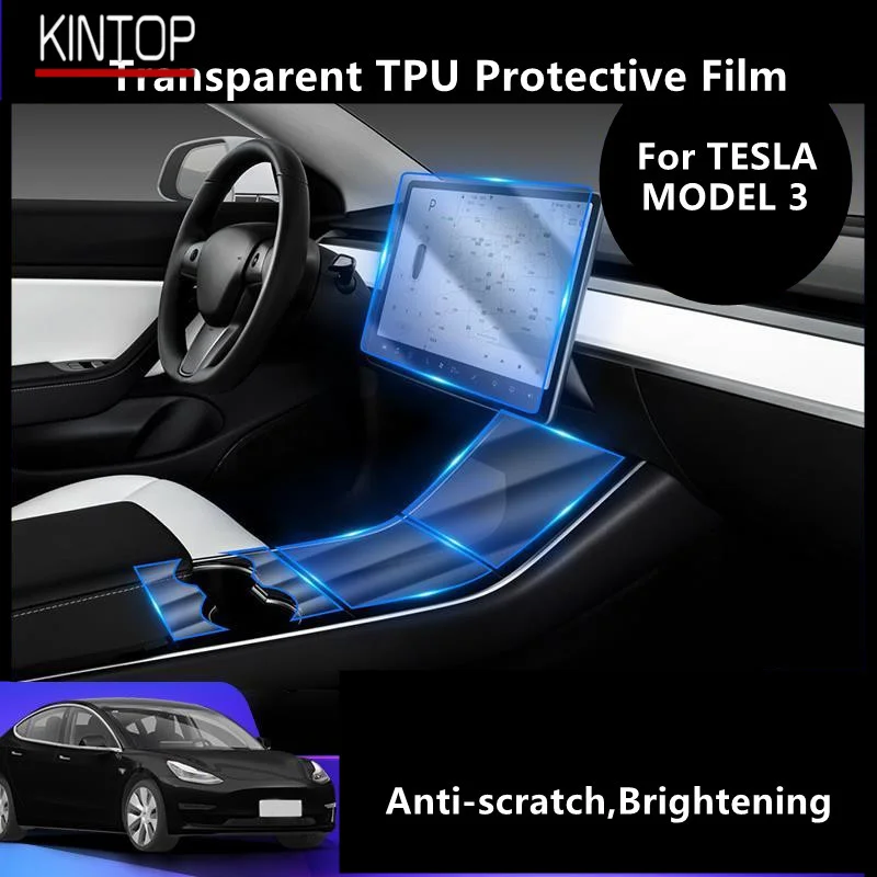 For TESLA MODEL 3 Car Interior Center Console Transparent TPU Protective Film Anti-scratch Repair Film Accessories Refit for tesla model 3 car center console seat armrest box protective cover abs interior decoration cap accessories