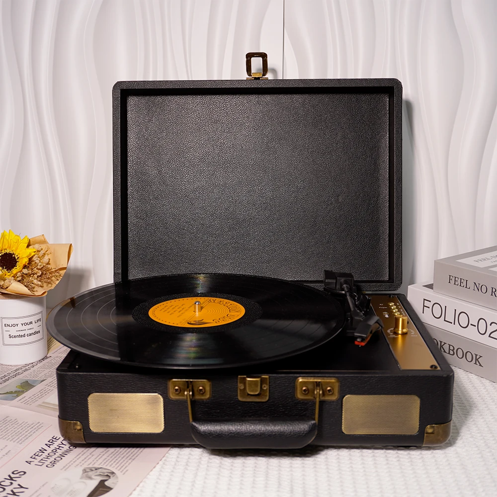 

classical Vinyl Record Player W/ Dustproof Cover Record Player 33/45/78RPM Turntables Gramophone Phonograph