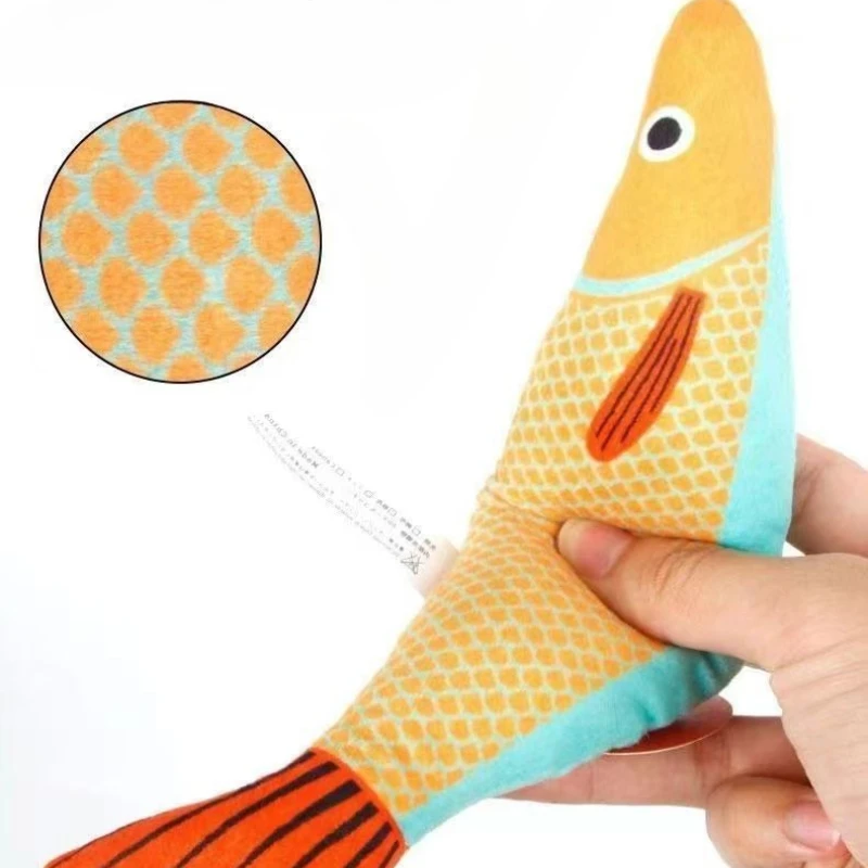 Cat Chew Plush Squeaky Toy Interactive Catnip Simulated Fish Bite-resistant Kitten Toy Teeth Cleaning Cat Supplies Accessories