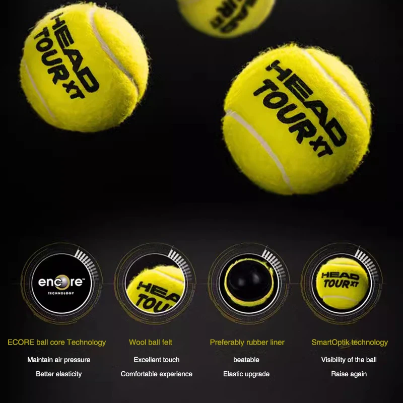 HEAD Professional Tennis 4B TEAM 3 Tour XT Training Ball T 3B Pro Match Balls High Elasticity Resistant Durable Excesice