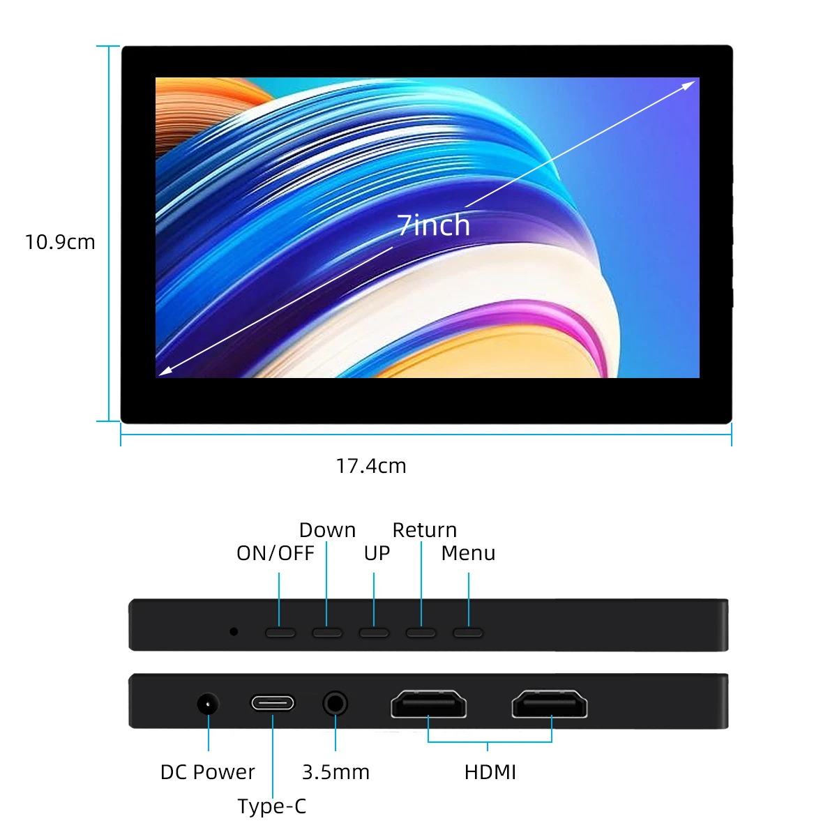 ޴  ġ ũ,   Ʈ PC, ȵ̵, PS4, HDMI ȣȯ, 7 ġ, 1024x600, USB C ̹ ÷