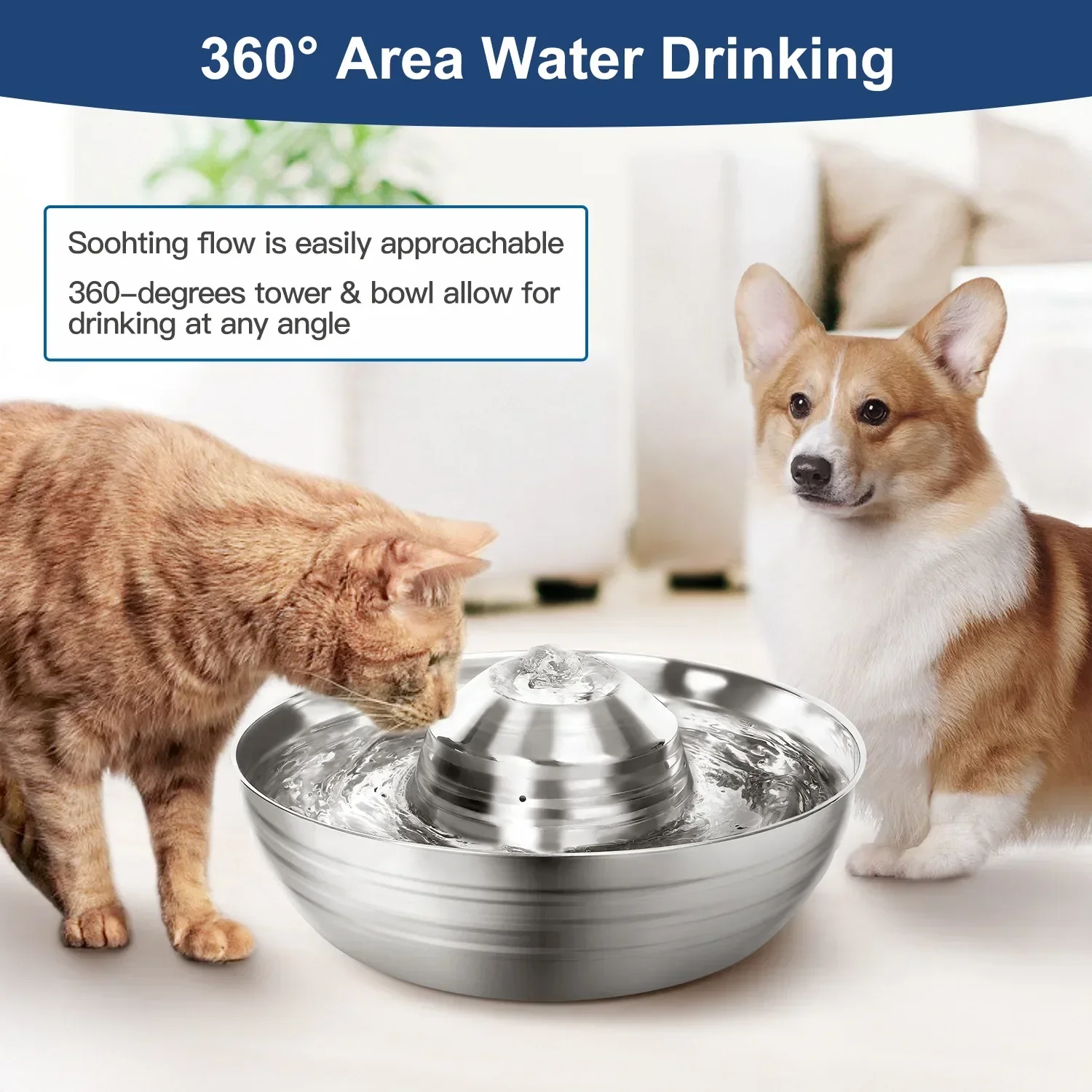 

Automatic Fountains Dog Cat Drinker Water for Fountain Stainless Pet Steel Drinking Ultra-quiet Dogs Cats Small