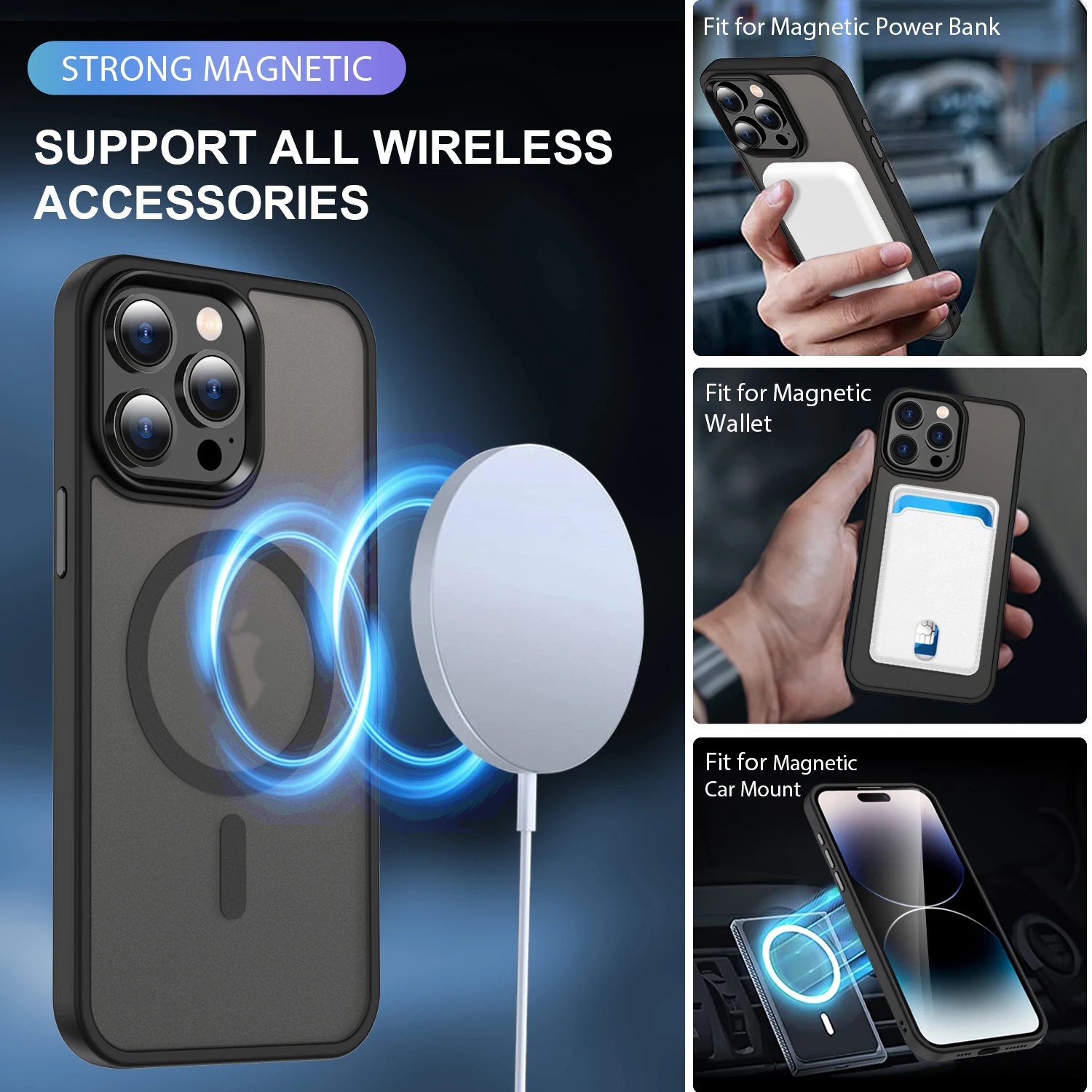 Matte Magnetic Case Cover For Magsafe Mag Safe iPhone 15 Pro Max 14 Plus 13 Mini 12 11 SE 2022 2020 8 15Pro Phone Accessories