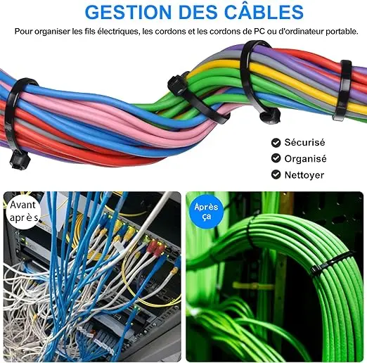 Self-locking Cable Tie Nylon Tie Zip Ties White/Black Plastic Strong Snap High Temperature Resistant Twine Tie Wire 100 PCS