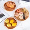 Handwoven Rattan Serving Tray with Double Handles, Multipurpose Snack Bread Platter for Tea Party Kitchen Home Decor 5