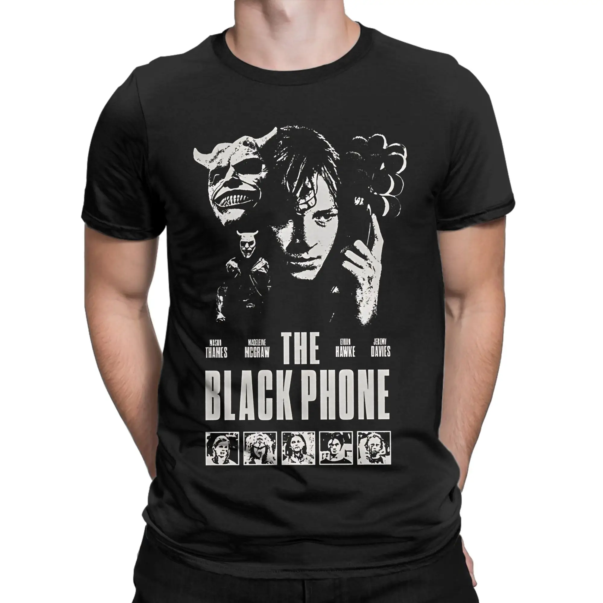 Vintage Horror Movie Graphic Crewneck T-Shirt - Men's Pure Cotton Short Sleeve Tee Gift