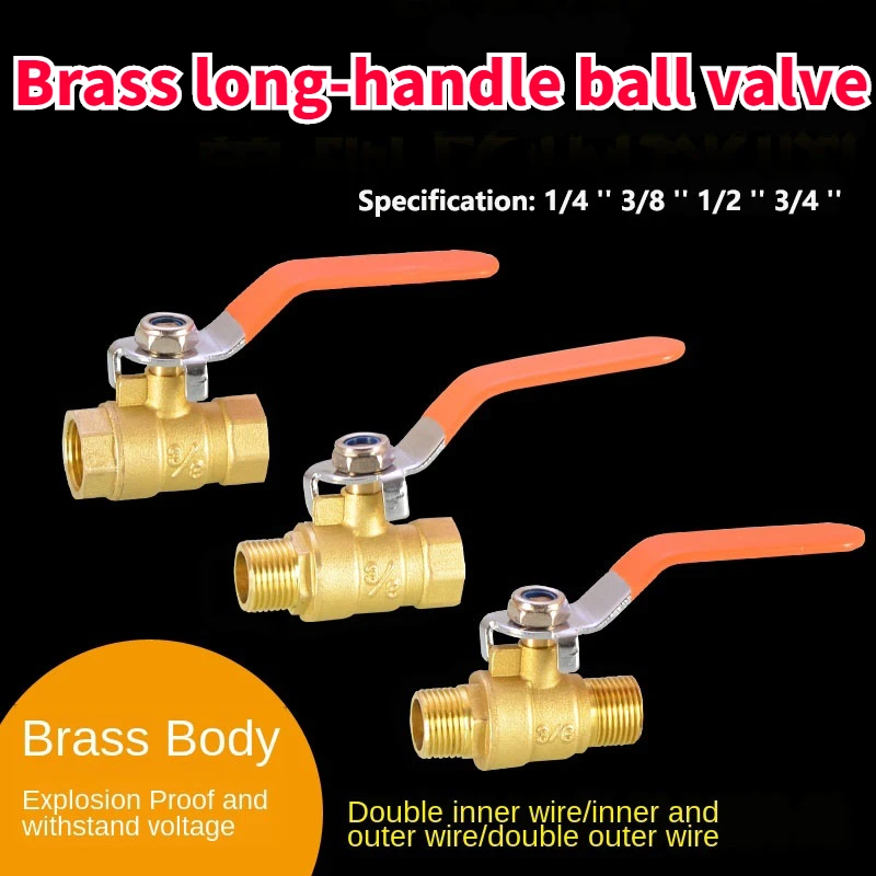 

1PCS 1/4 IN 3/8 IN 1/2 IN 3/4 IN Ball Valve Switch Thickened Copper Double Inner and Outer Ball Valve Long-handle Valve