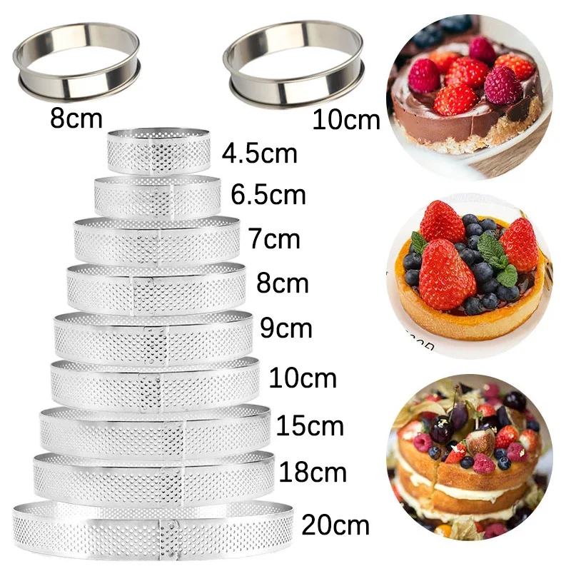 

8cm20cm Round Stainless Steel Cake Ring Punching Mold Tart Ring French Cake Ring Rolled Mousse Baking Accessories