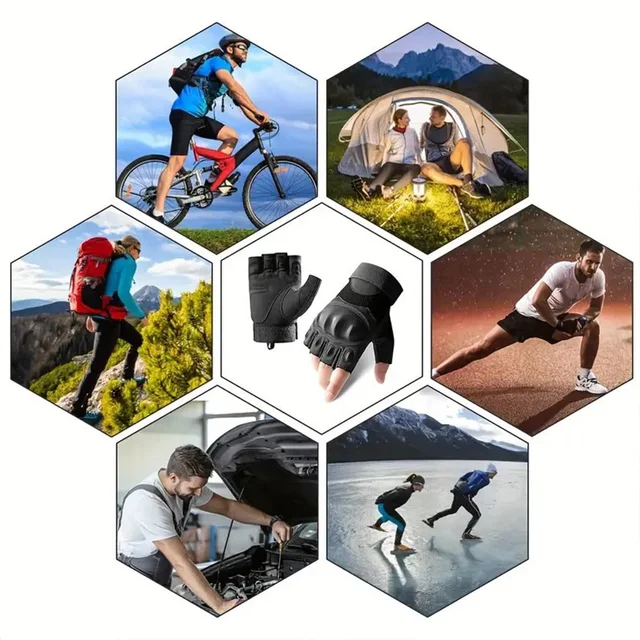 1Pair Tactical Fingerless Gloves for Men - Ideal for Outdoor Sports, Shooting, Hunting, Airsoft, and Cycling 3