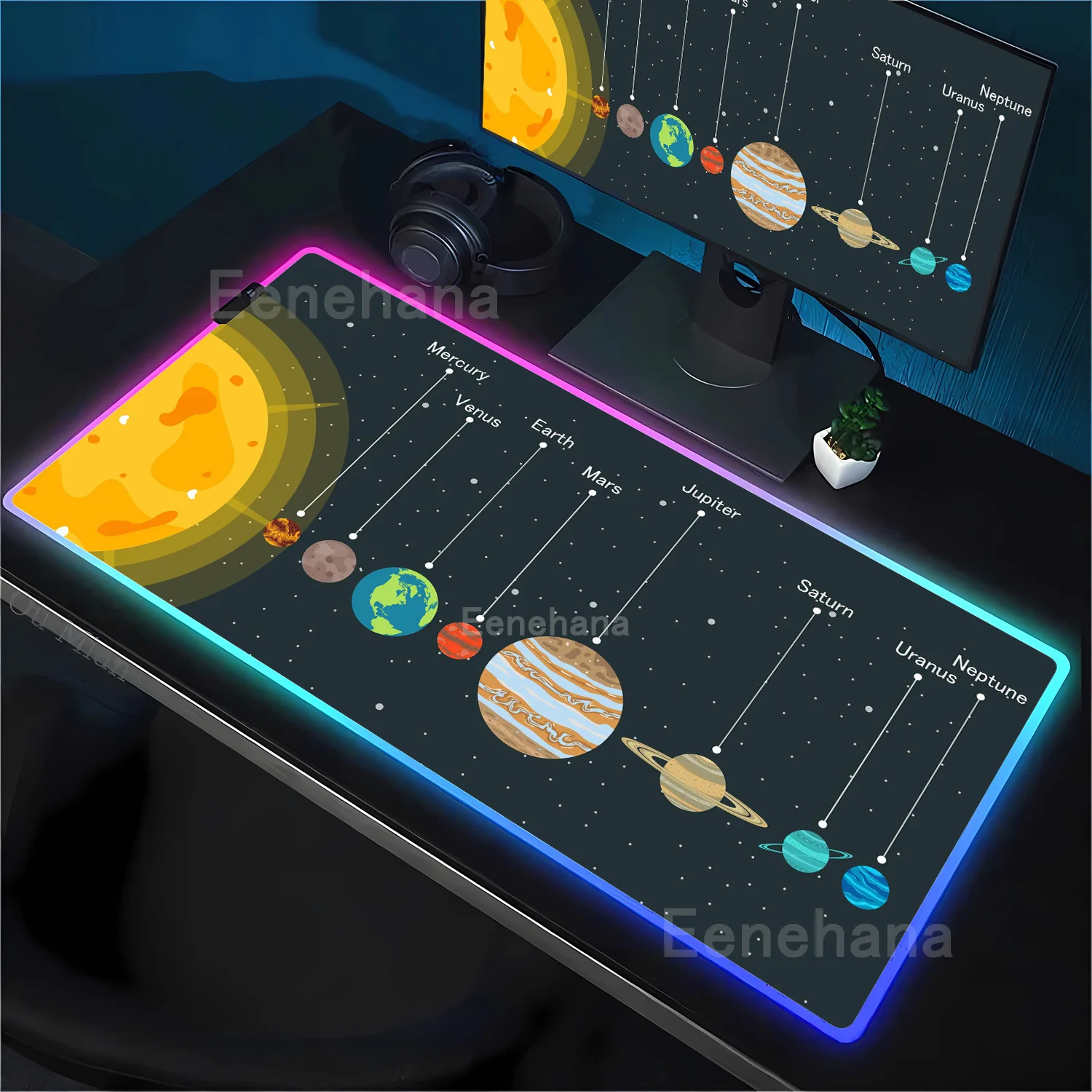 LED brightness control button on side of RGB mouse mat