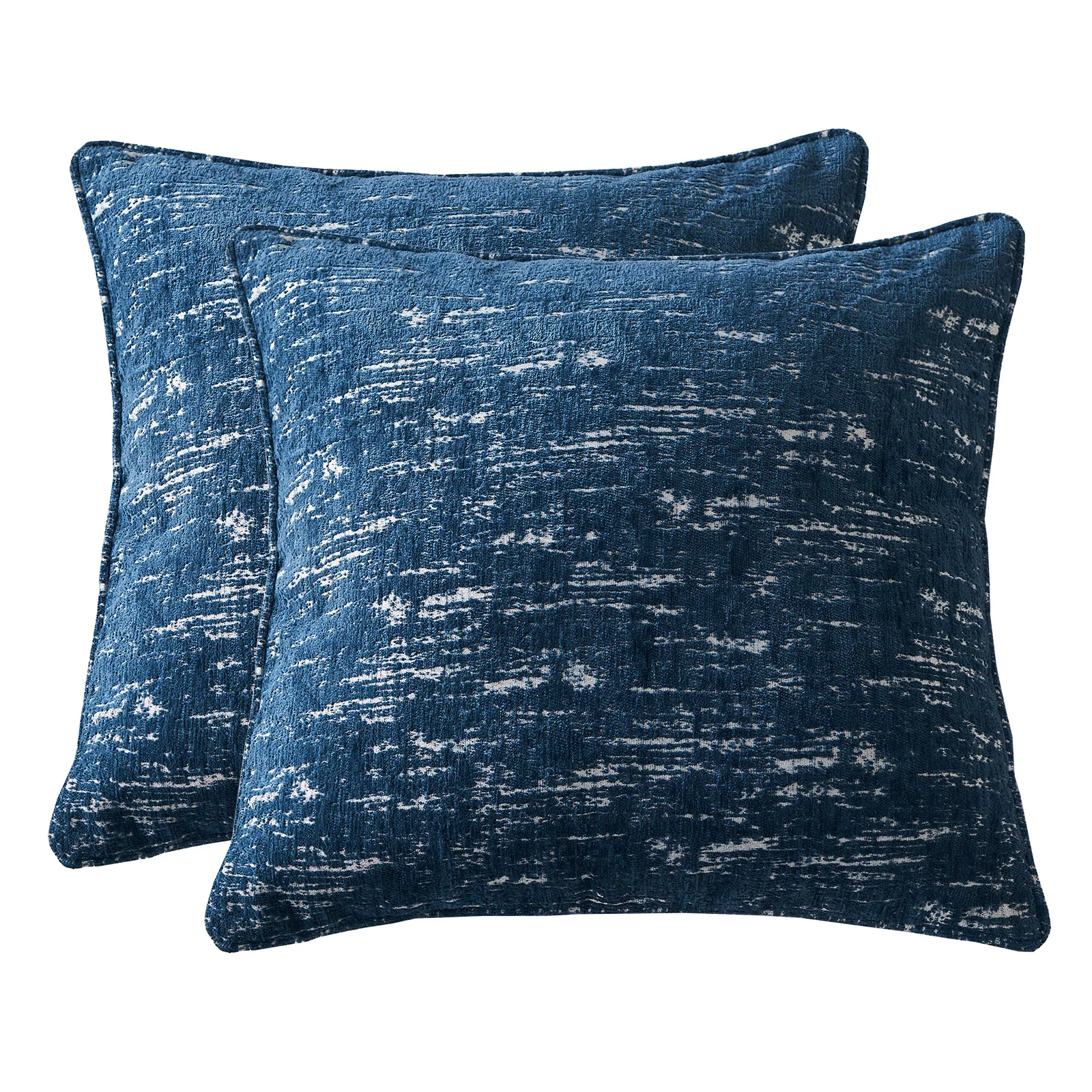 

Set of 2 Thick Chenille Home Decor for Couch Bed Sofa Bedroom Car Pillow Covers Cushion Cover Dark Blue 18×18inch