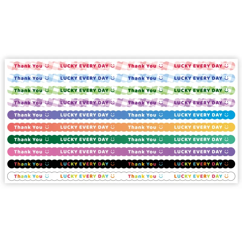 100PCS colour Long thank you sticker Thank you long sealing label sticker for gift decoration Packaging Gift Sealing stickers