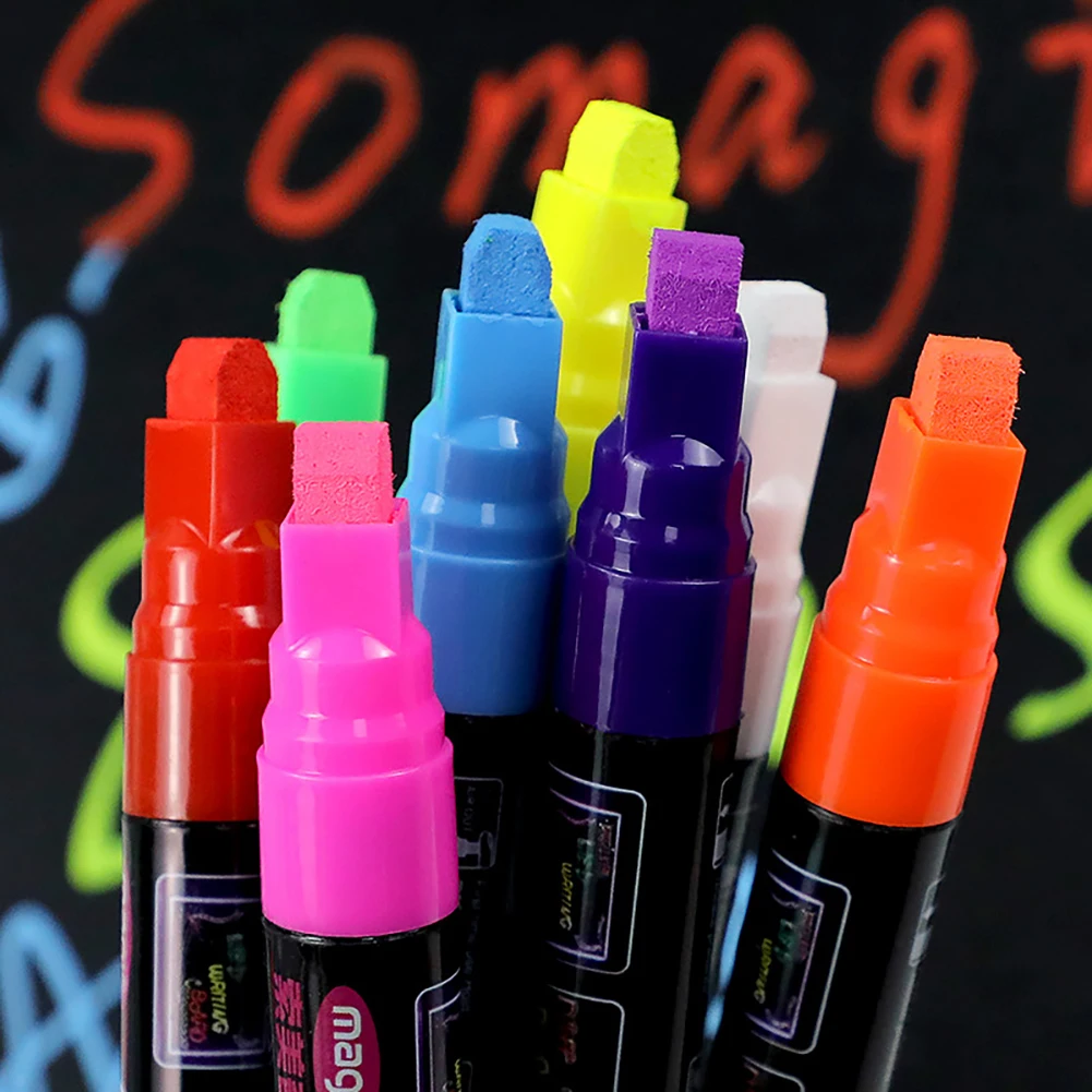 Colorful Chalk Erasable Glowing in the Dark Highlighter Fluorescent Marker  Suit For Blackboard Glass Window Painting Chalk Pen - AliExpress