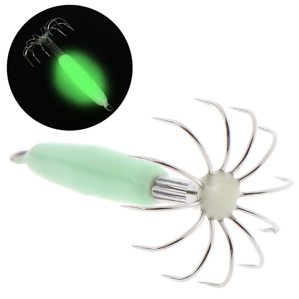 

1Pcs 12g 16g 18g 25g Stainless Steel Luminous Green Squid Hook 12-needle Umbrella Hook Glow-in-the-dark Octopus Fishhook