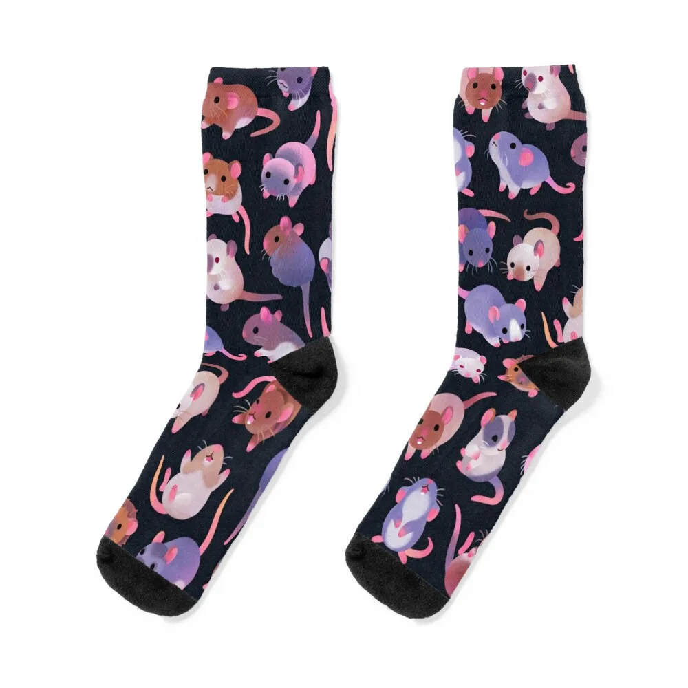 Fancy rat - dark Socks floor cartoon FASHION Socks For Women Men's