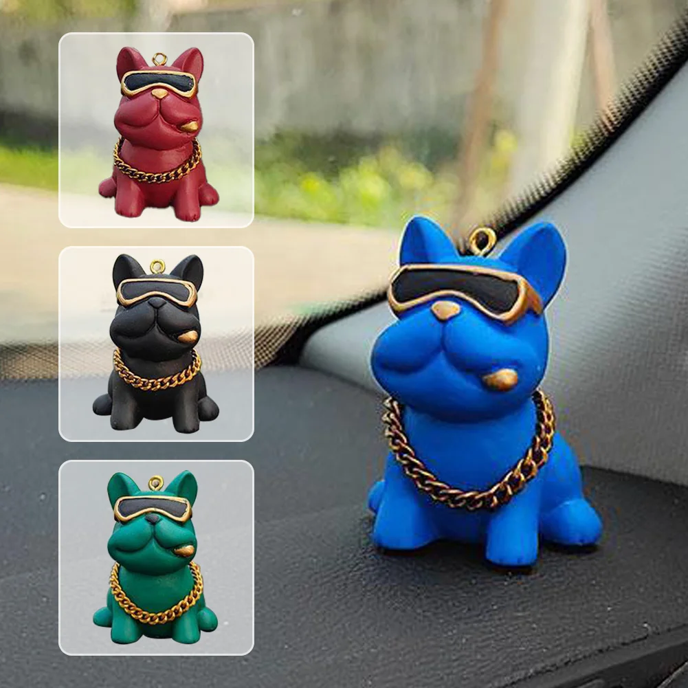 

Anime Personality Bulldog Car Interior Decoration Trend Sunglasses Bulldog Auto Center Console Ornaments For Car Accessories