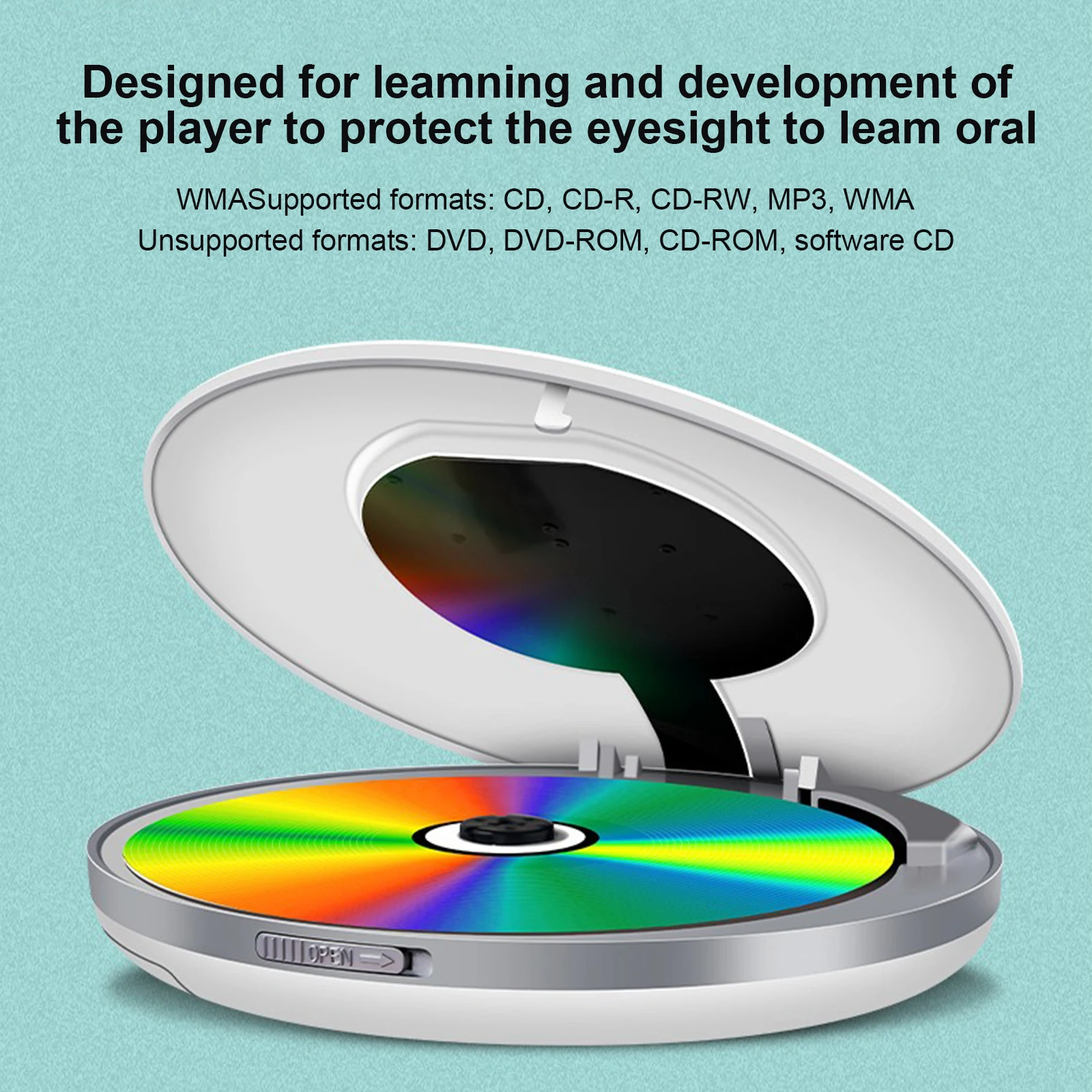 Portable CD Player MP3 Music Player A-B Repeat Function with LCD Display Personal CD for Home Travel