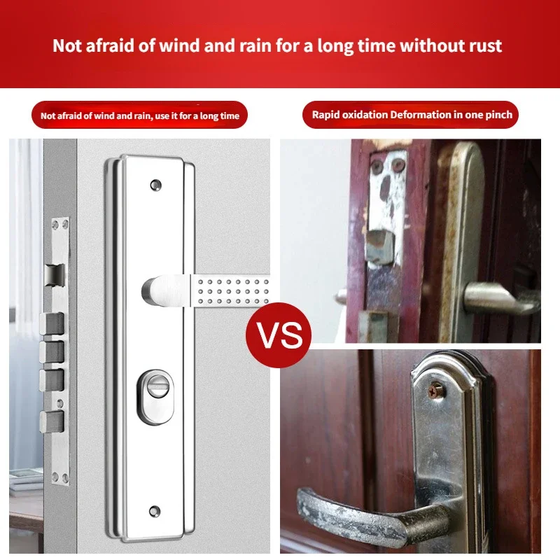 Cabinet Safety Lock Multi Function Stainless Steel Anti-theft Entrance Gate Lock plate Anti-explosion Security Mirrow Shinny Widen Handle