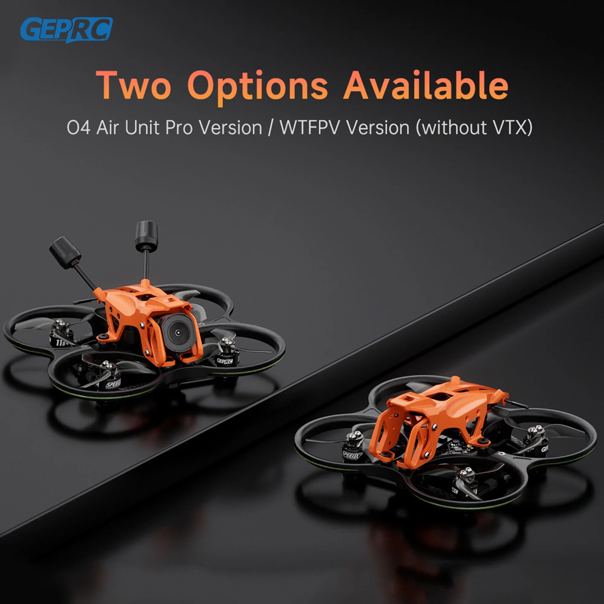 Vue rapprochée du drone FPV O4 Pro et WTFPV, moteurs puissants pour vol extrême