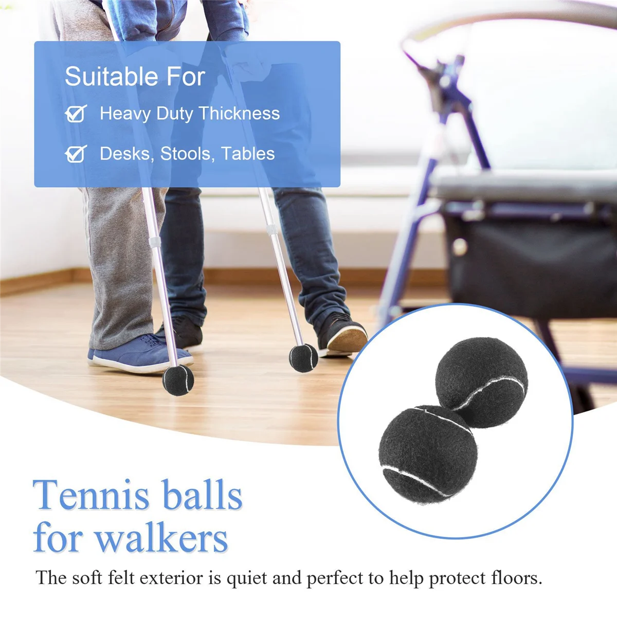 ANCKNE Walker Tennisbälle – 4 Stück Vorgeschnitten, Aus Filz & Kautschuk – Für Gehhilfen & Möbe