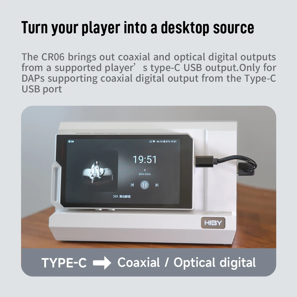 HiBy CR06 HiFi Digital Audio Player Dock For DAPs Home Audio Headphone System Desktop Amplification 4 Outputs 3.5/4.4mm Input music player mini media player