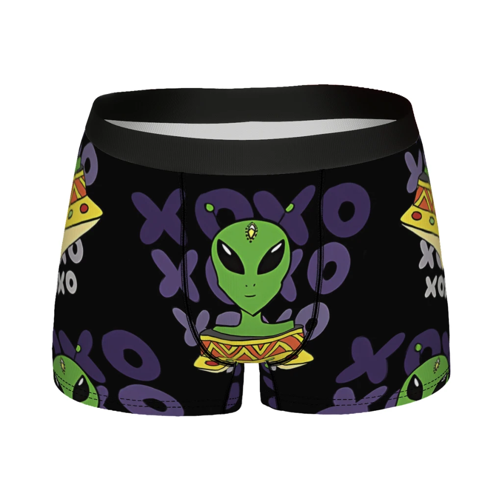 

Street Style Aliens in Spaceship Alien UFO Pattern Underpants Breathbale Panties Man Underwear Ventilate Shorts Boxer Briefs