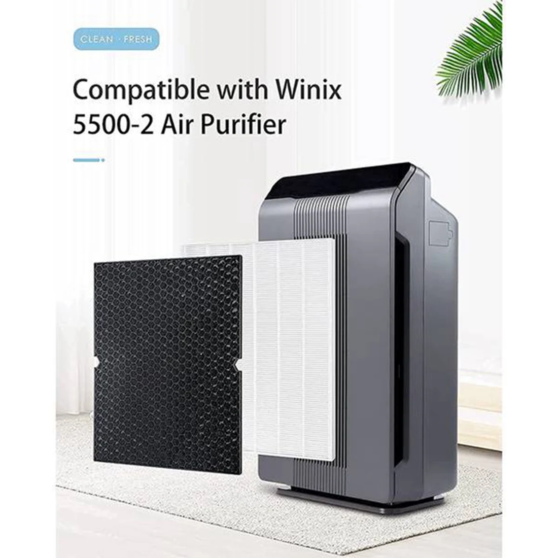 Replace Filter H for Winix 5500-2 Air Purifier,HEPA Filter & Activated Carbon Filter Combo Pack Compare to Part 116130 6