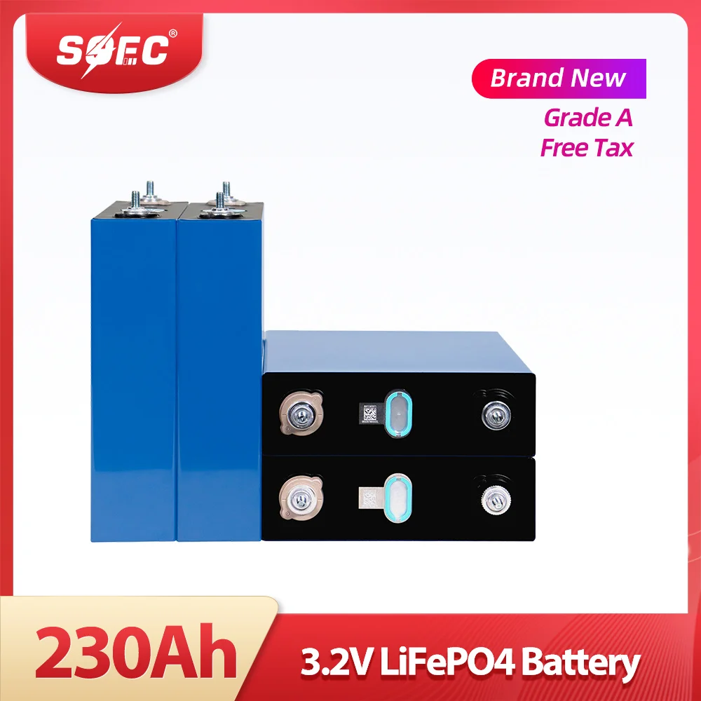 

230AH LiFePO4 Battery SOEC 3.2V Grade A Lithium Iron Phosphate Prismatic DIY 12V 24V 48V Rechargeable Pack EU US TAX FREE