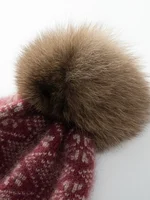 Cashmere Vintage Jacquard Knit Thick Beanies Rabbit Pom-pom Bobble Hat Soft Cap Hat Autumn Winter Warm Wool Christmas Present 2