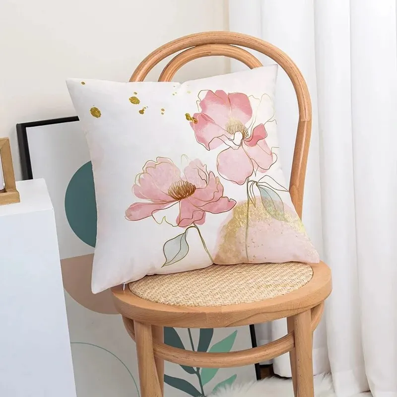 Description Picture 4 of item1pc Floral Print Cushion Cover Without Filler, Modern Throw Pillow Case For Sofa, Home Decor Party Decoration 17.7in