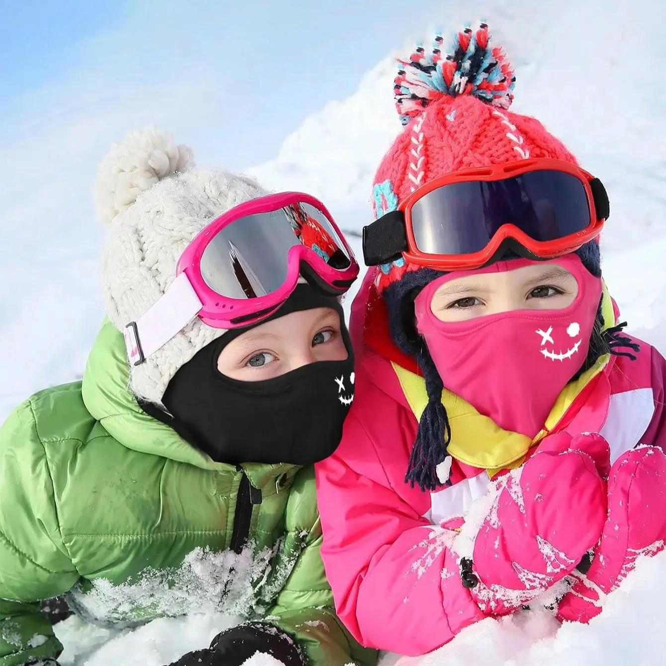 1pc children's cartoon printed hood outdoor sun protection sunshade mask dust-proof and breathable sports headscarf ski mask Children Sun Mask