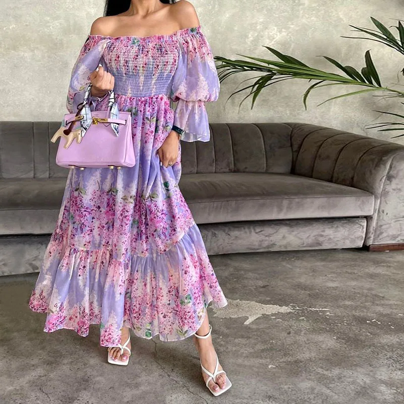 Vestidos bohemios de chiffon con falda escalonada y escote en V profundo Salvia polvorienta