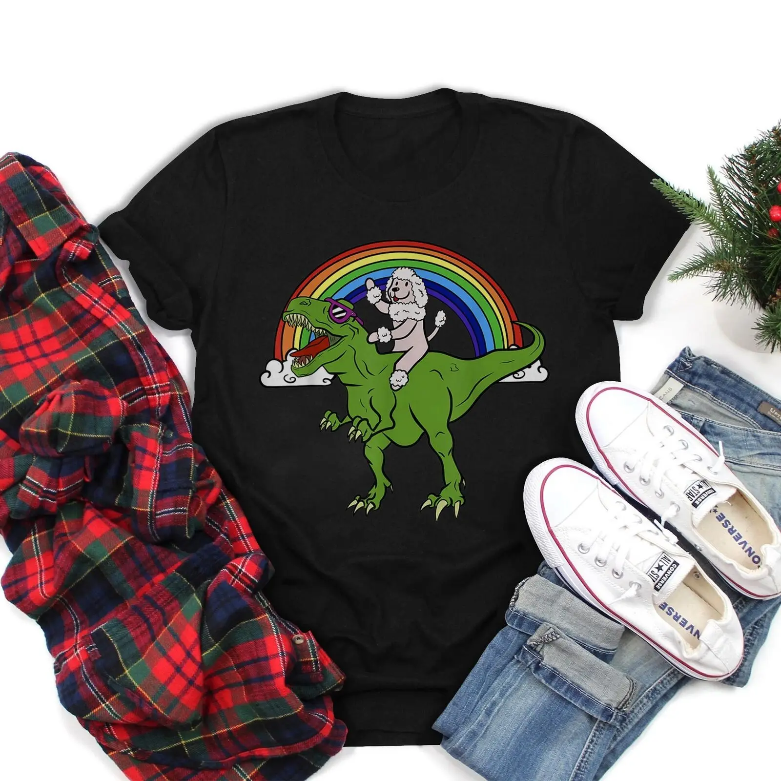 Barboncino Riding T Rex Dinosaur T-Shirt Funny Dog Shirt, Riding, New