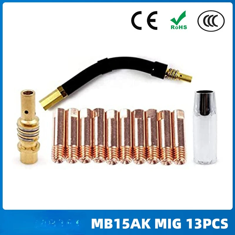 13PCS MB15AK Mig Secondary Welding Gun Accessories MB15 Contact Nozzle Protection Nozzle Conductive Nozzle