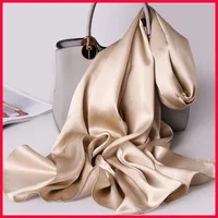 Silk Hijabs for Women Luxury Solid Bandana Ladies Designer Long Headscarf Muslim Hijab Scarves Plain Color Foulard Femme 180cm 1