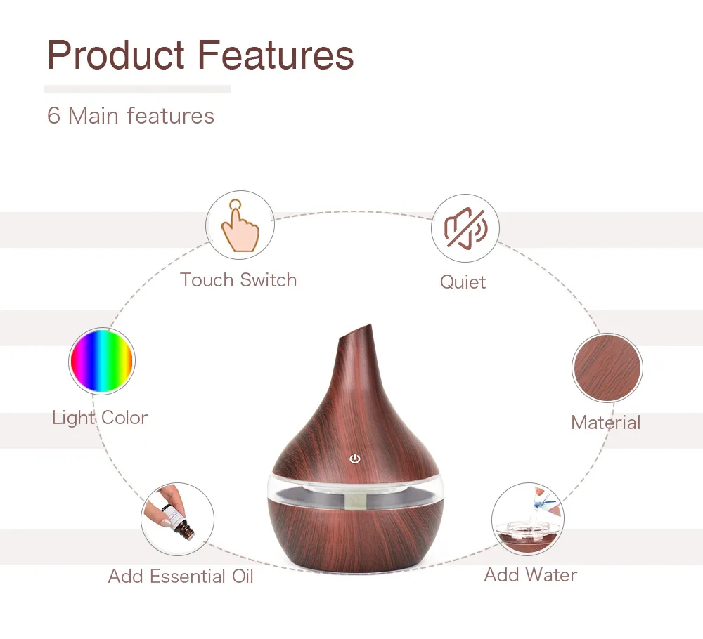 Usb Household Humidifier Hydration Meter Desktop Humidifier Wood Grain Colorful Light Aromatherapy Machine Atomizer