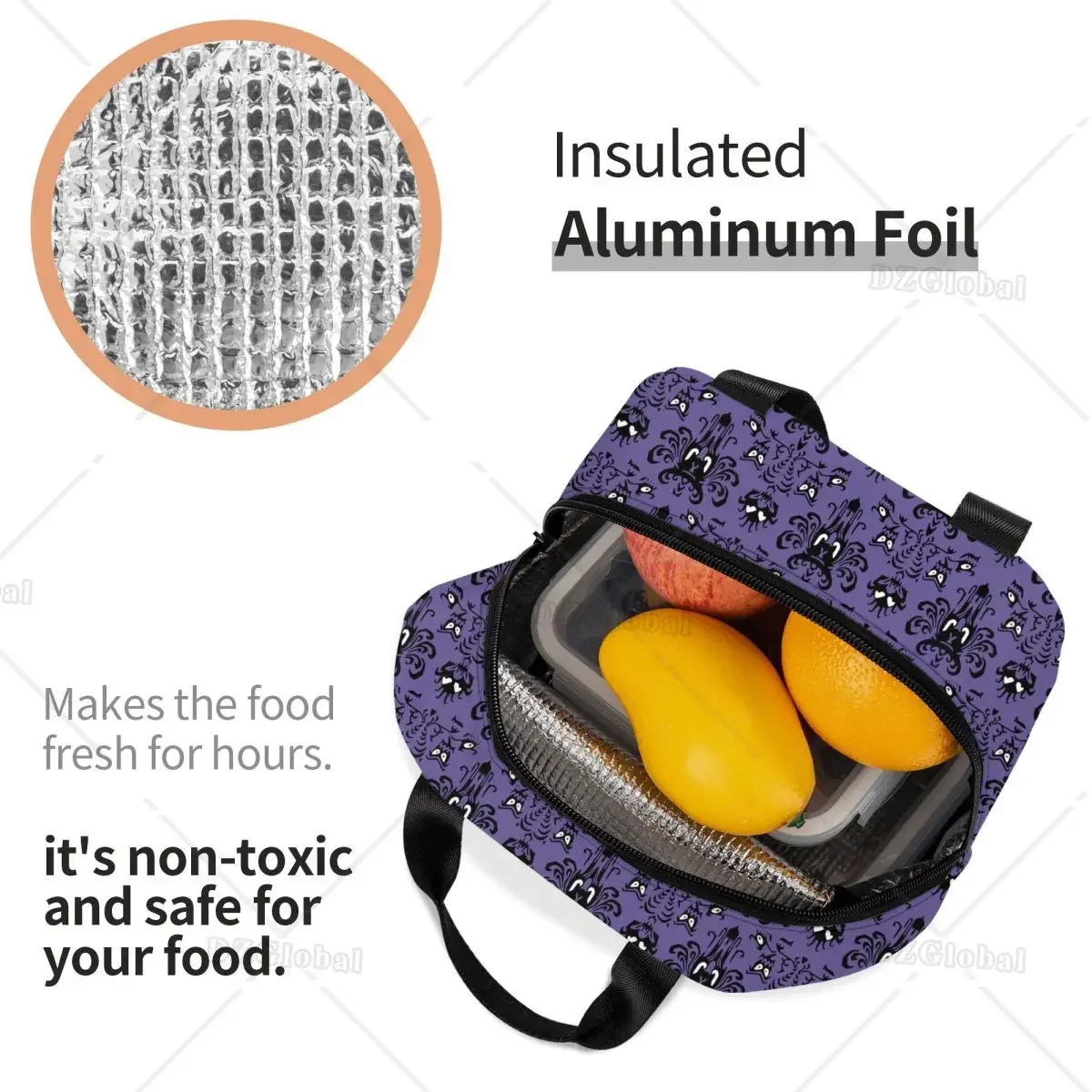 Haunted Mansion Insulated Lunch Bag Waterproof Cooler Lunch Box for Men Women Reusable Thermal Tote Bag for Office Work School