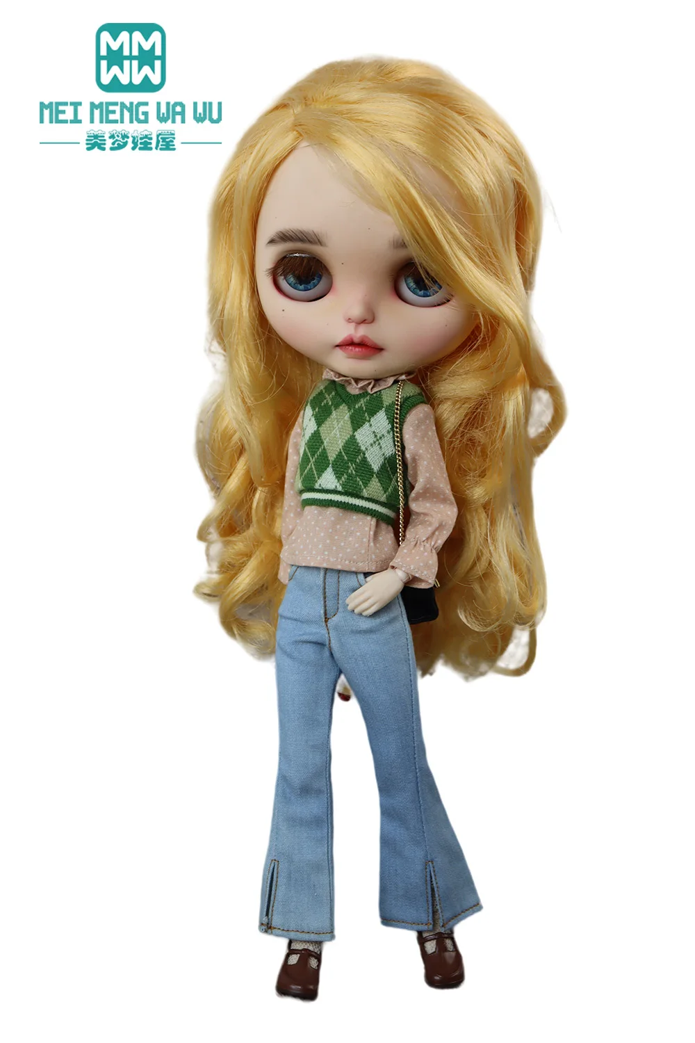 Blyth OB22 OB24 인형 액세서리 장난감 선물, 패션 격자 무늬 탱크탑, 청바지, 롱 스커트