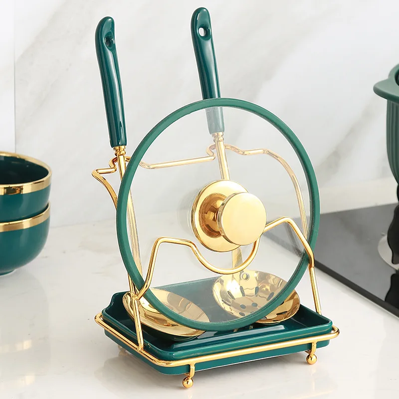 Kitchen Pot cover rack Organizer Pot Lid Shelf Cooking Storage Spoon Spatula Ladle Holder Cookbook Stand Home Accessories