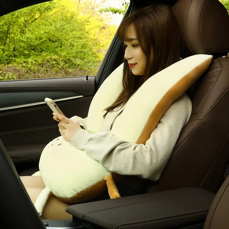 1 Set Cute Kid and Adult Car Sleeping Neck Head Support H-Shape Travel Pillow Cushion Car Seat Safety Neck Pillow Child Women images - 6