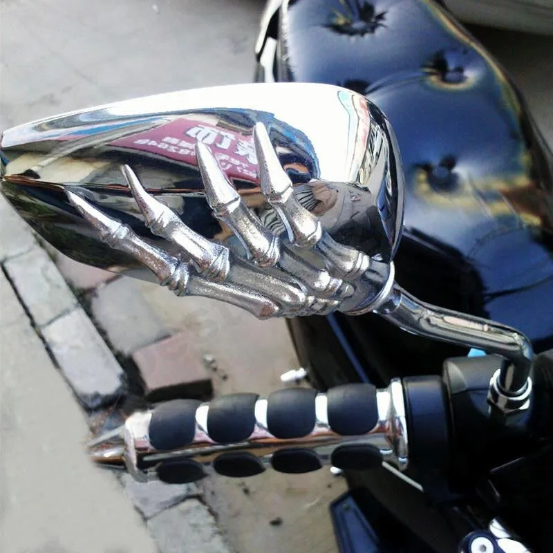 Universal Motorcycle Rearview Mirror 2pcs Aluminium Alloy Scooter Skeleton Hand Refit Motorbike Side Mirrors