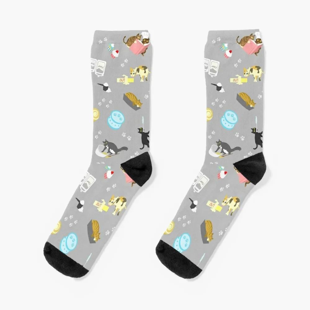 Cats Baking Cakes and other Sweets, in Grey Socks sports stockings luxury Mens Socks Women's