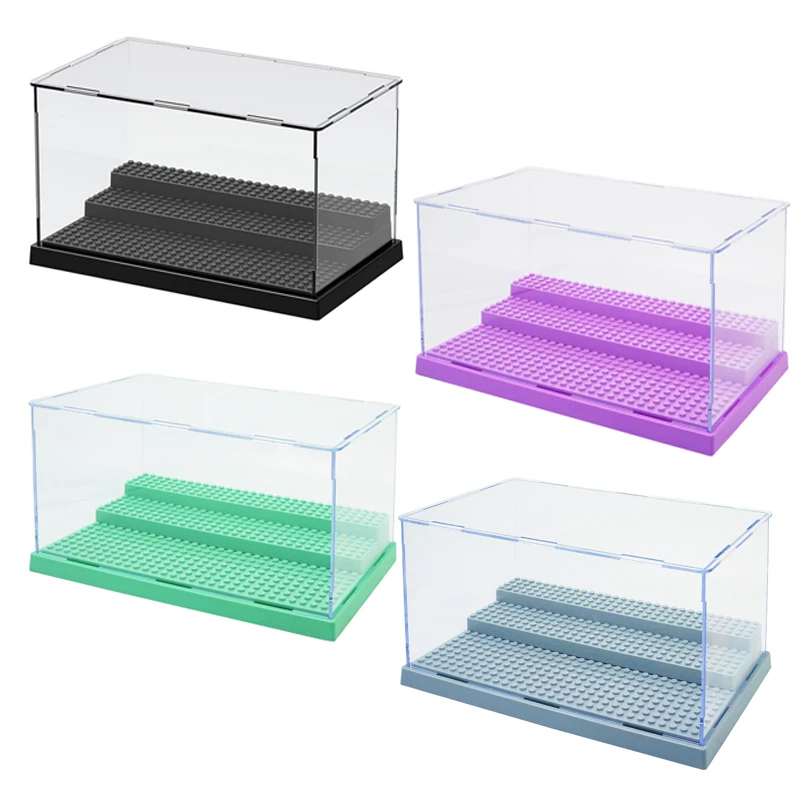 

4 Colors Acrylic 3 Steps Display Case Display Box Dustproof Showcase Dust Cover Building Blocks Mini Box Display Case Bricks