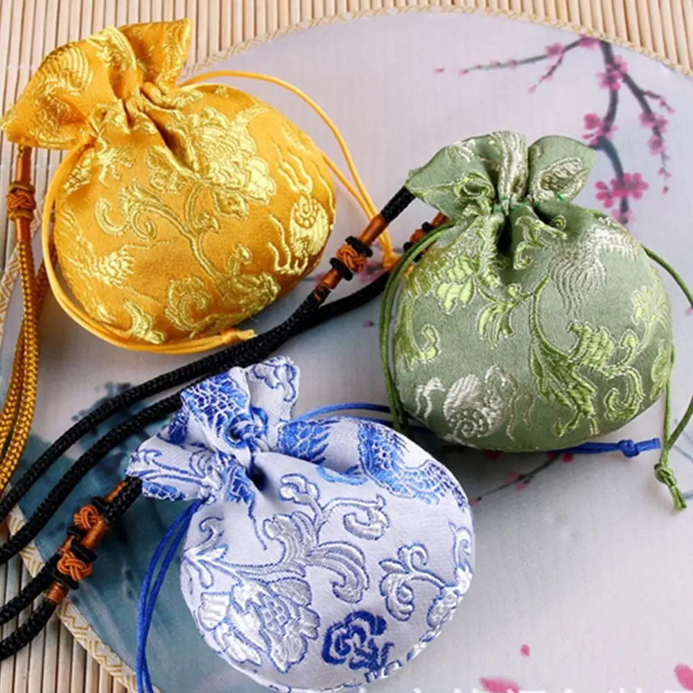 Drawstring Dragon Pattern Hanging Decoration Multi Color Women Jewelry Bag Purse Pouch Chinese Style Storage Bag Sachet