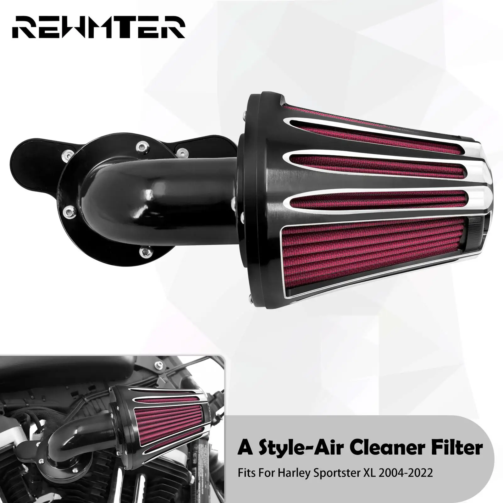 Motorcycle CNC Air Cleaner Intake Filter Red For Harley Sportster XL 48
