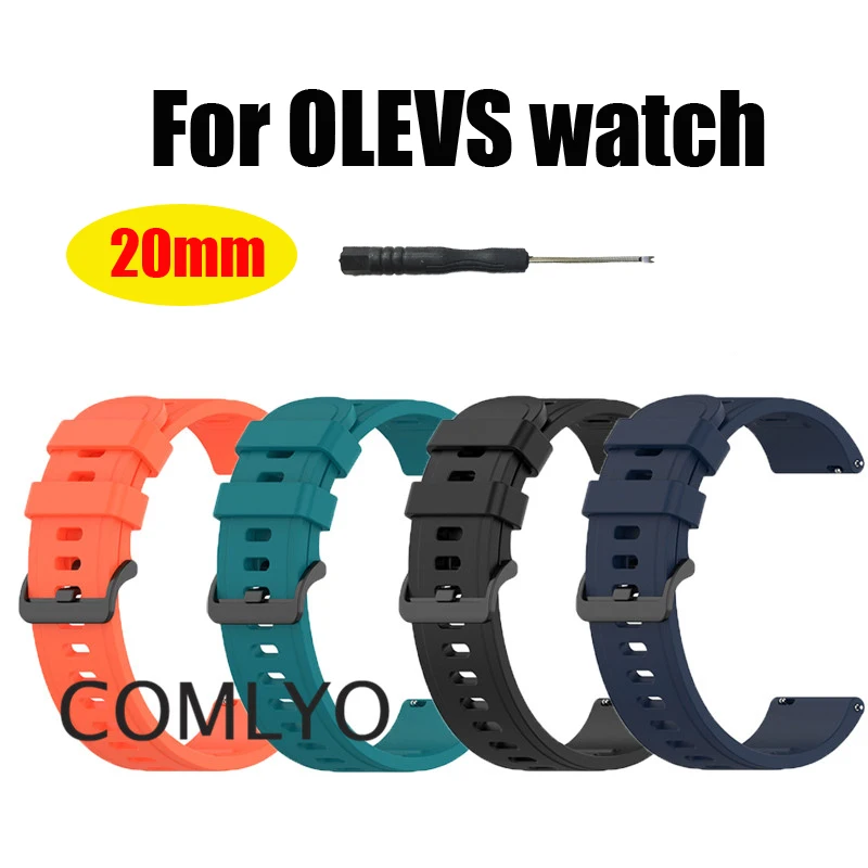 

Ремешок силиконовый для мужских и женских часов OLEVS, мягкий спортивный водонепроницаемый браслет, 22 мм 20 мм
